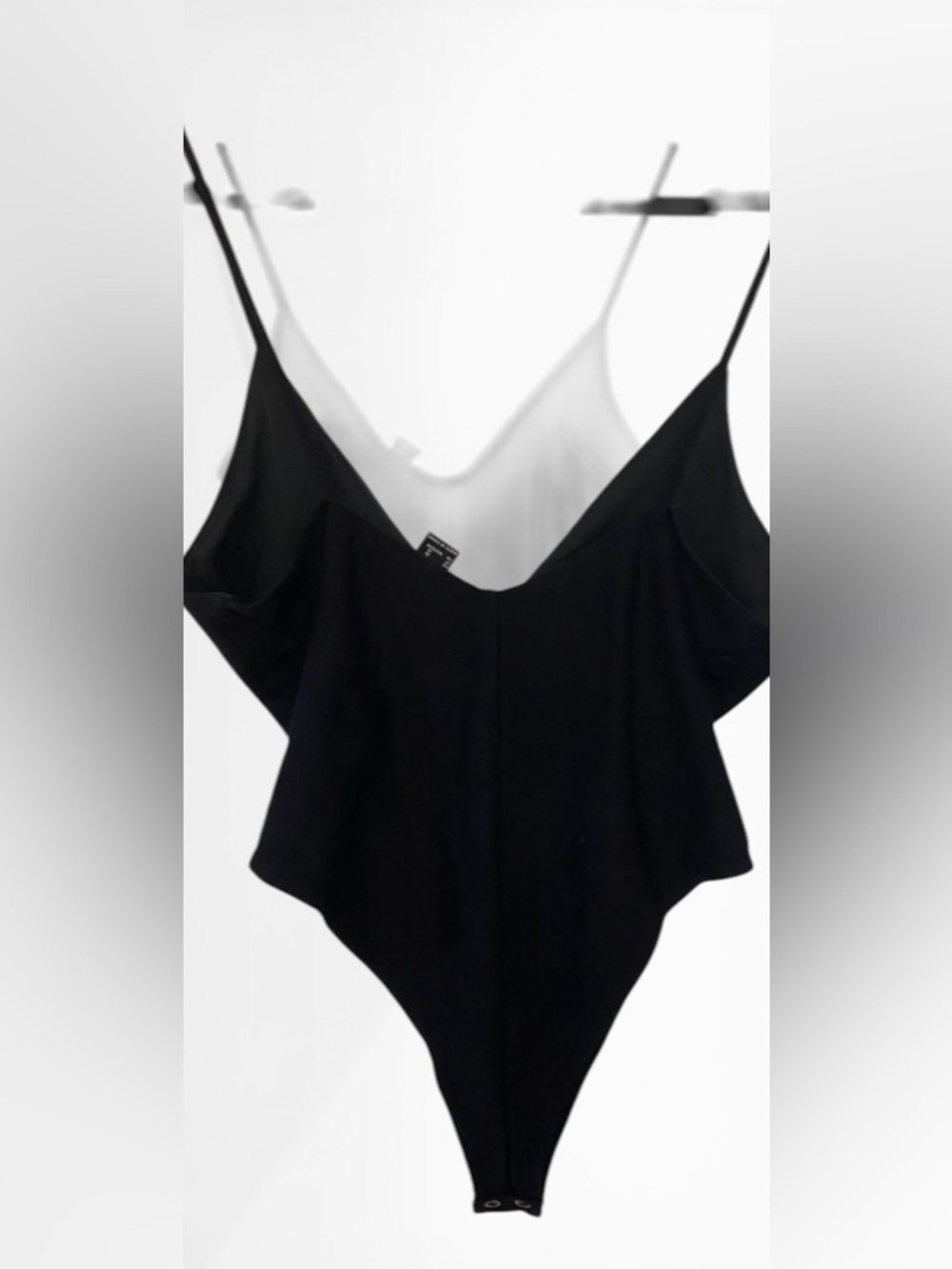 Forever 21 Black Layered V-Neck Spaghetti Strap Bodysuit